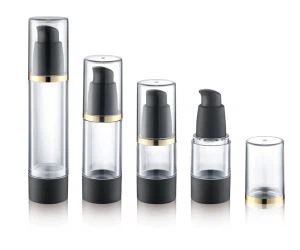 Botella de bomba sin aire negro mate